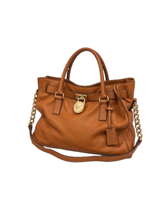 Michael Kors Handbags - Michael Kors Vintage Hamilton Leather Tote - Luggage Brown/ Gold